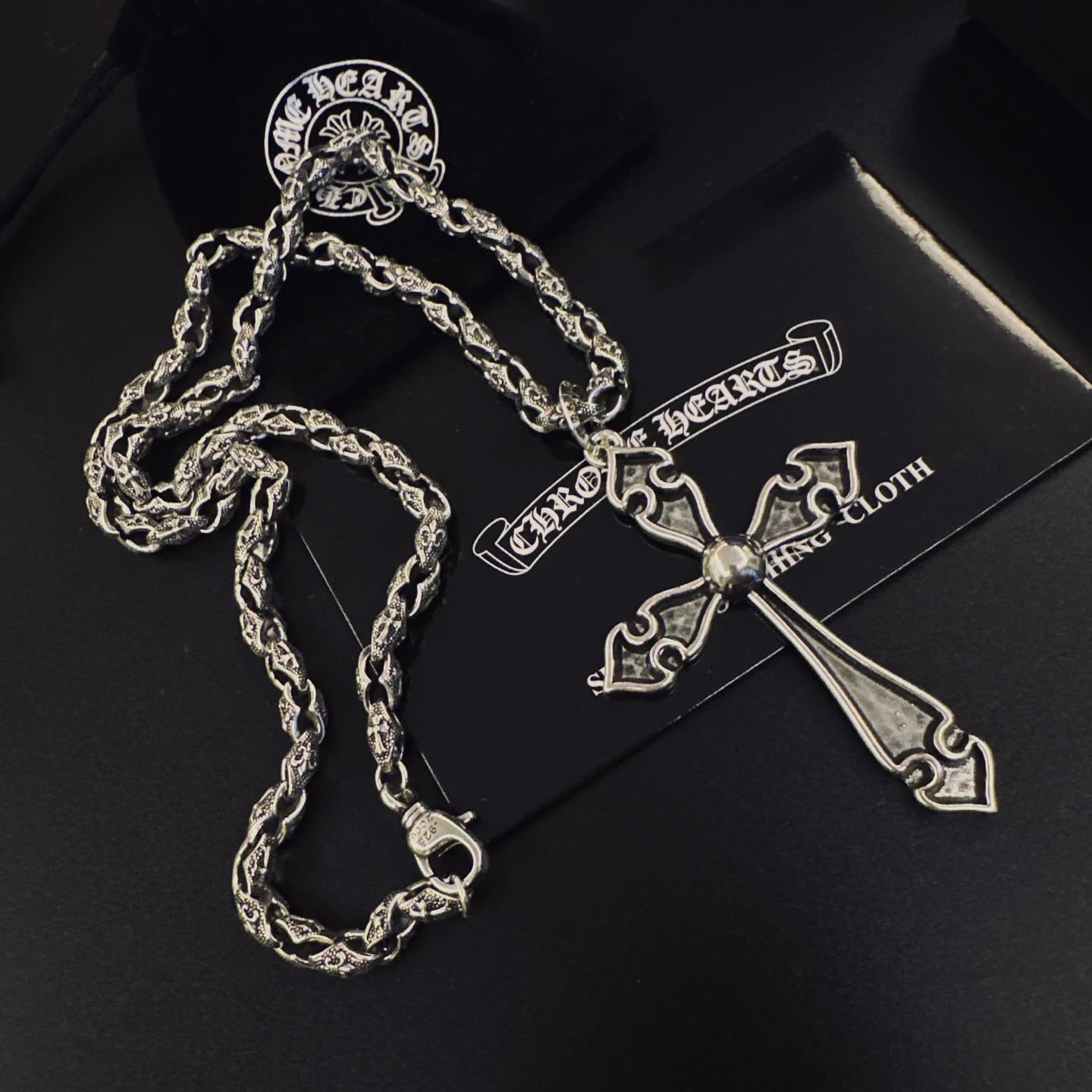 Chrome Hearts Silver Cross Pendant Necklace